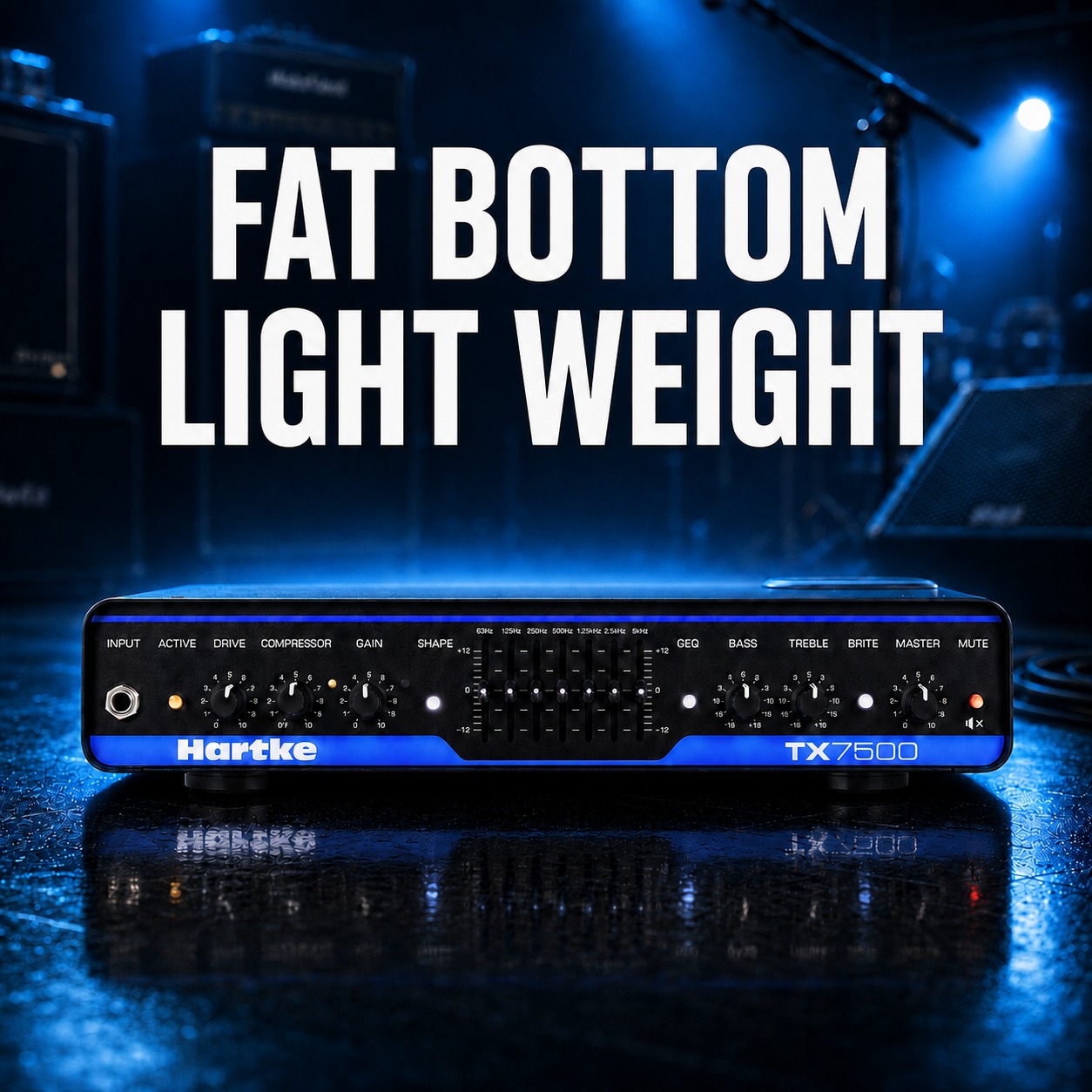 Hartke TX7500 Cabezal de Bajo 800W vista frontal