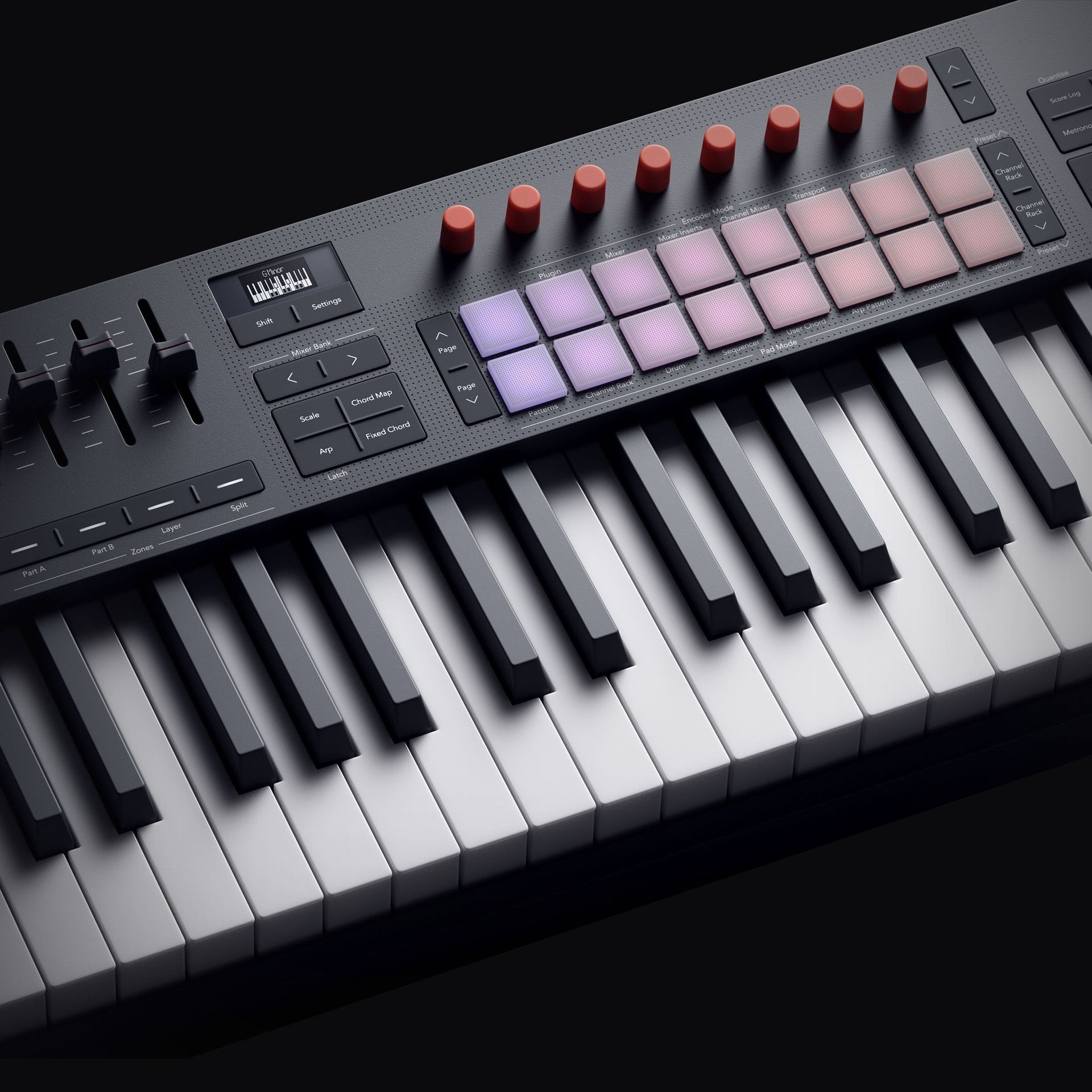 Pads RGB y Panel Novation FLkey 61