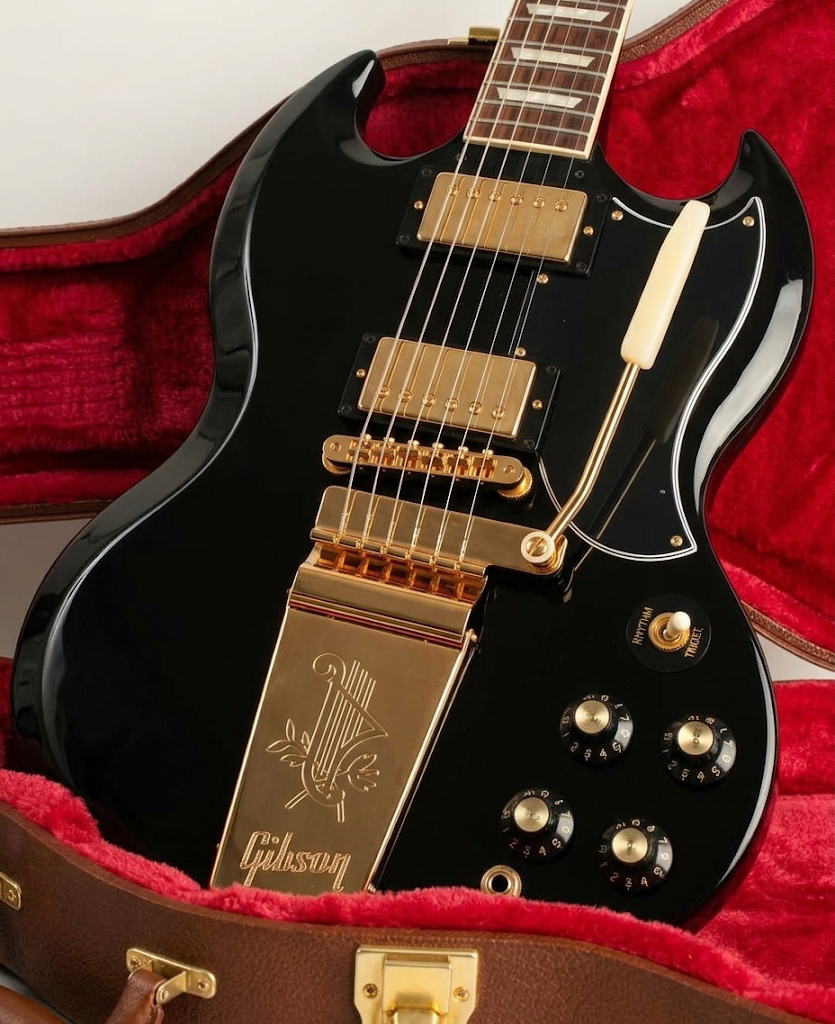 Detalle de Cuerpo y Vibrato Maestro Vibrola Gibson SG Standard 61 Ebony Gold Hardware
