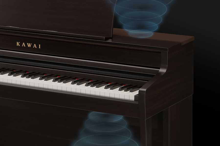 Detalle de teclado de madera Grand Feel Compact Kawai CA501
