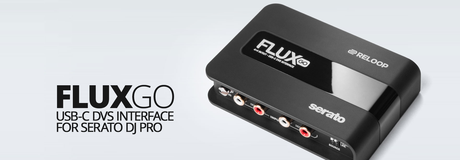 Setup DJ con Reloop Flux Go conectado a mixer y tornamesas