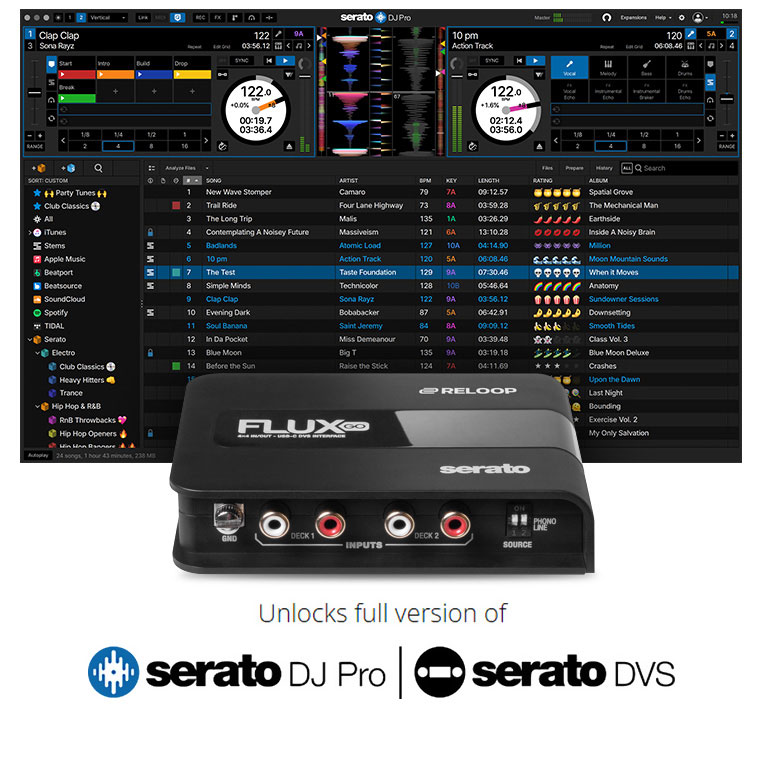 Serato DJ Pro y Serato DVS funcionando con Reloop Flux Go